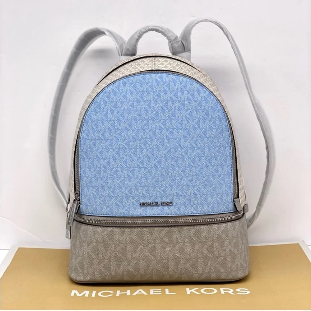 MICHAEL KORS Rhea Medium Color-Block Signature Logo Backpack - Picture 7 of 16